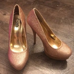 Charlotte Russe gold glitter pumps size 6